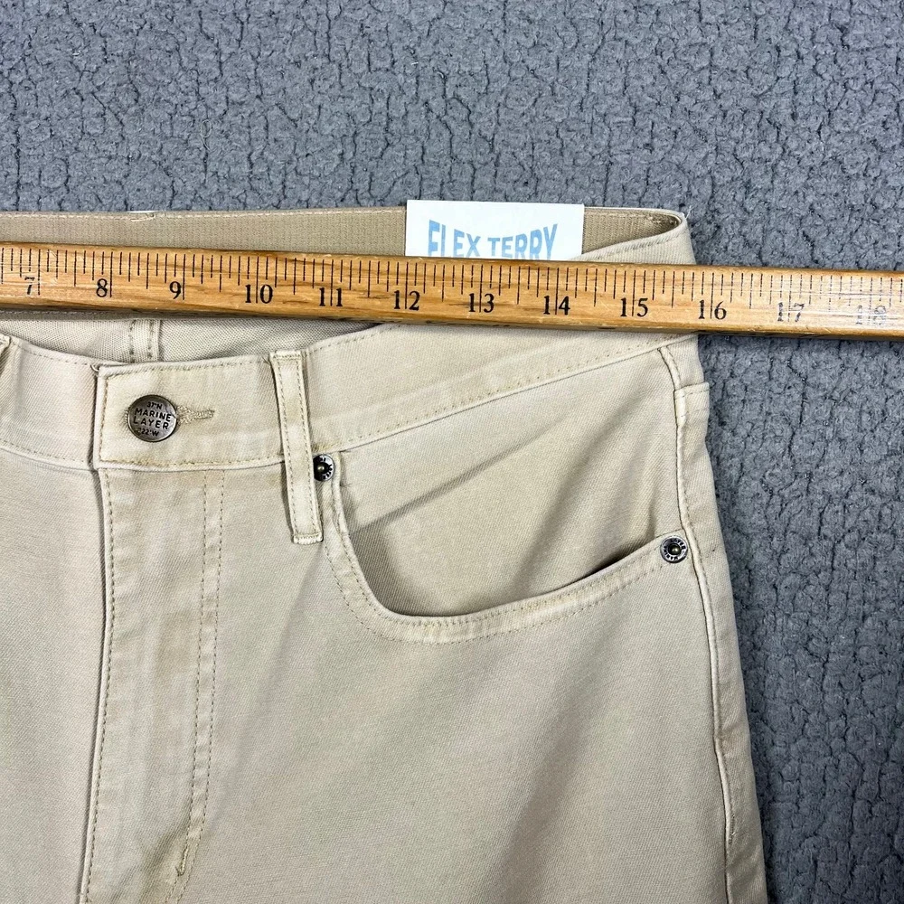 Marine Layer Flex Terry Pant Slim Straight Khaki Tan 32x32 NWT MRSP $148
